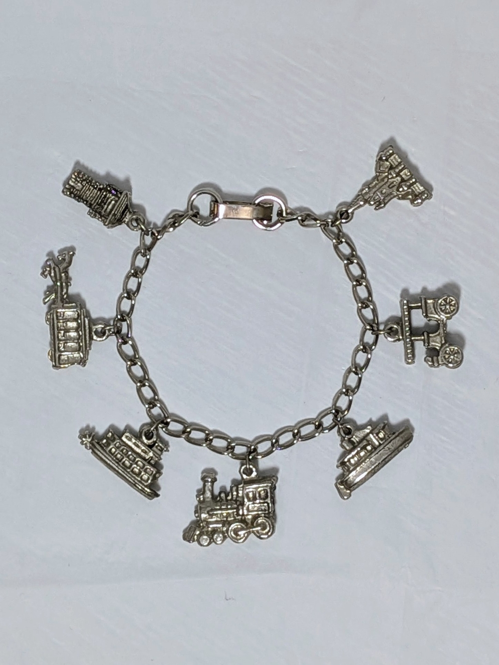 Vintage Disneyland Transportation Charm Bracelet Including Castle